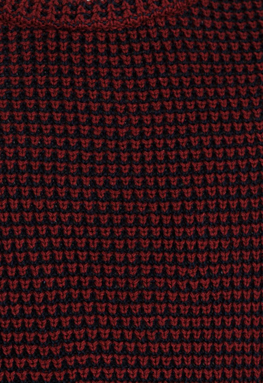 MINOTI - Mixed Knitted Jumper with Quilted Shoulder Panel Maroon