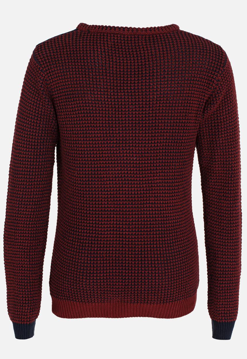 MINOTI - Mixed Knitted Jumper with Quilted Shoulder Panel Maroon