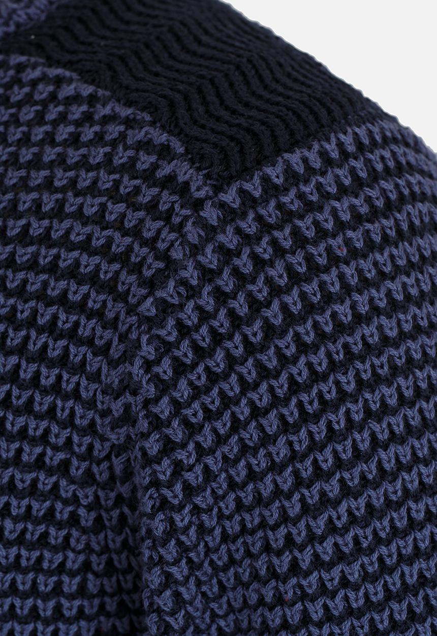 MINOTI - Mixed Knitted Jumper with Quilted Shoulder Panel Blue