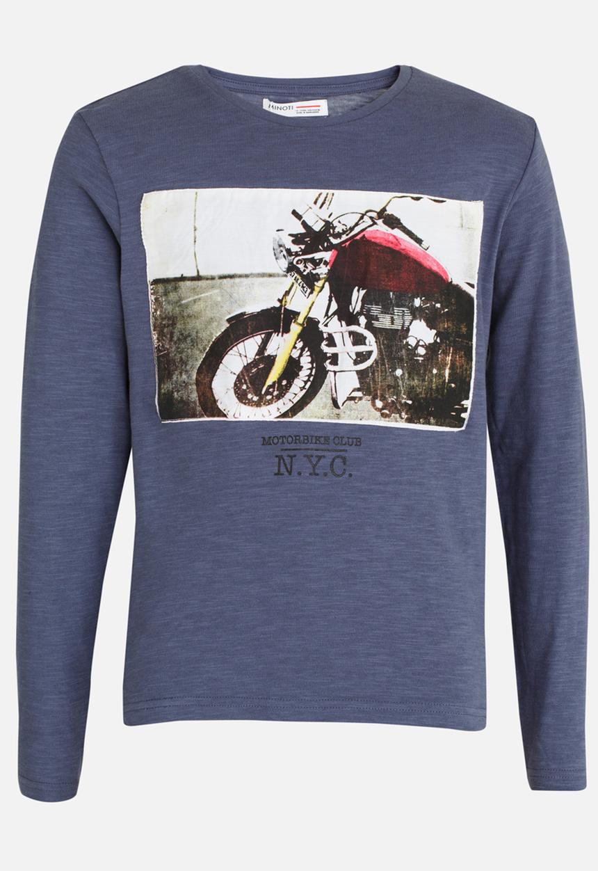 MINOTI - Printed Slub Marl Tee Blue