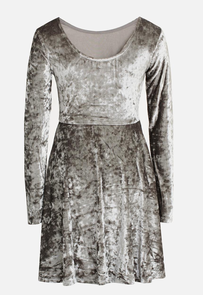 MINOTI - Crushed Velvet Skater Dress Silver