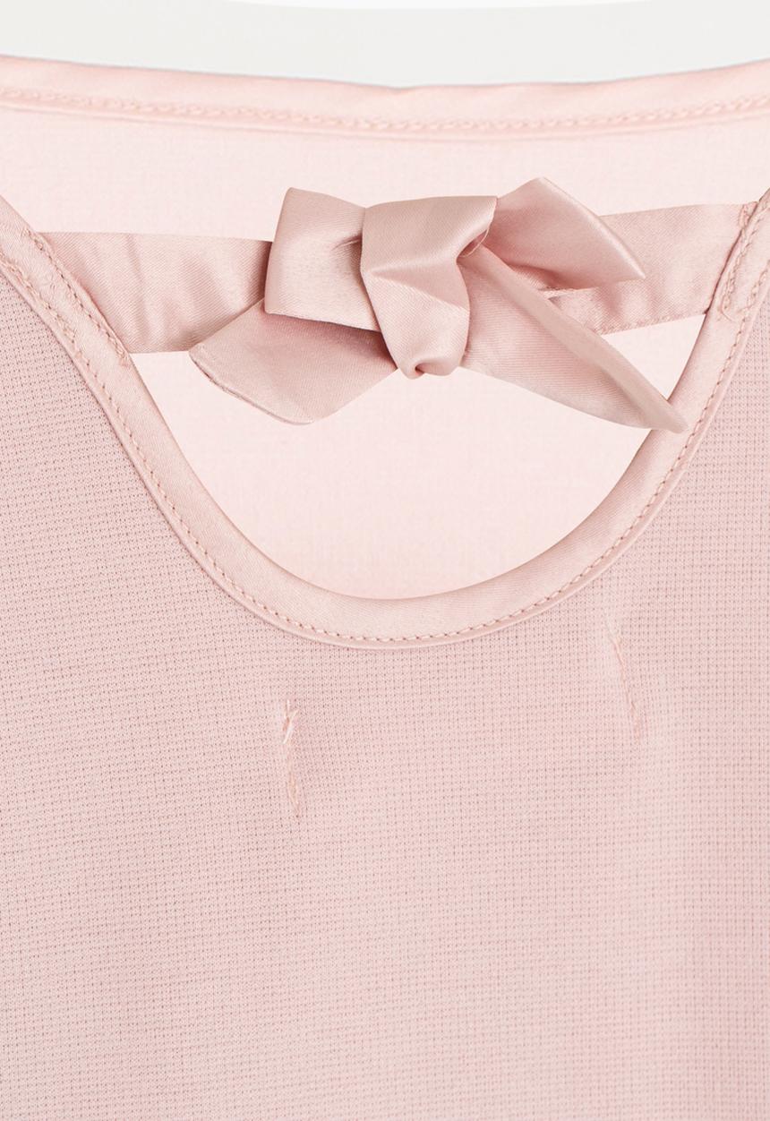 MINOTI - Raw Edge Top with Back Satin Bow Pale Pink