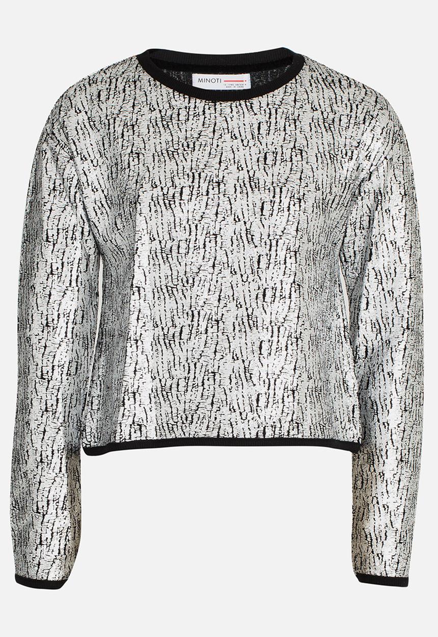 MINOTI - Cropped Foil Print Jumper Silver