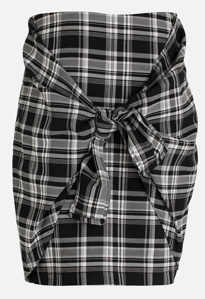 Rebel Republic - Front Tie Detail Skirt Black and White