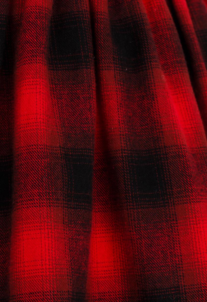 MINOTI - Plaid Skirt with Raw Hem Red