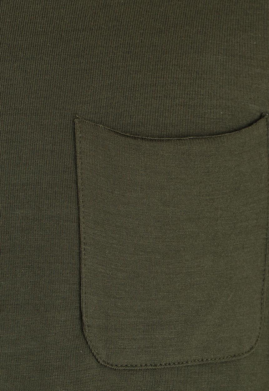 MINOTI - Longer Length Tee with Raw Edge Chest Pocket Khaki Green
