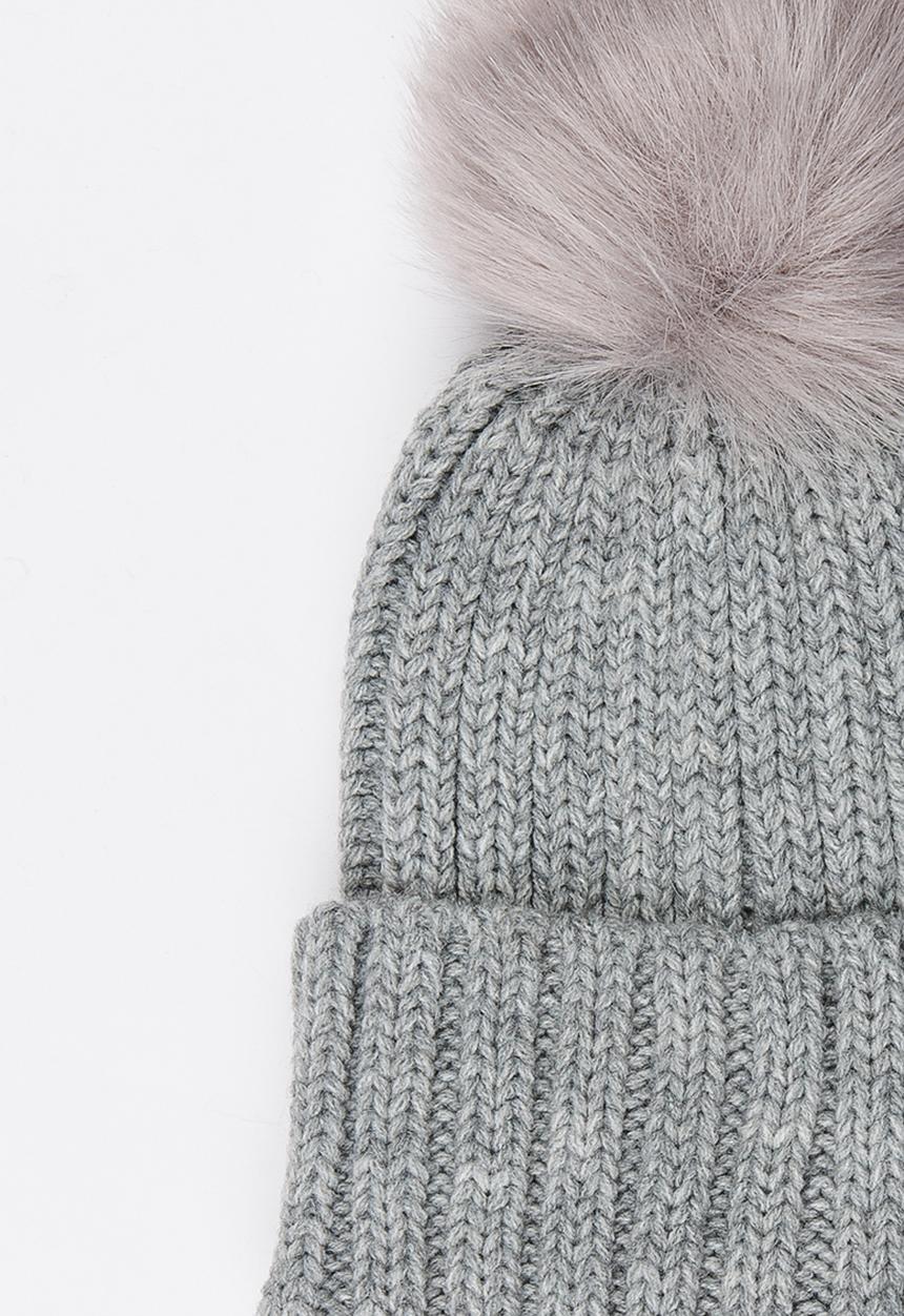 MINOTI - Oversized Pom Pom Beanie Pale Grey