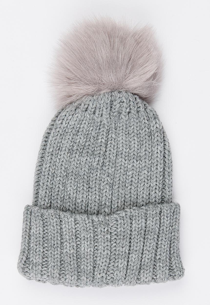 MINOTI - Oversized Pom Pom Beanie Pale Grey