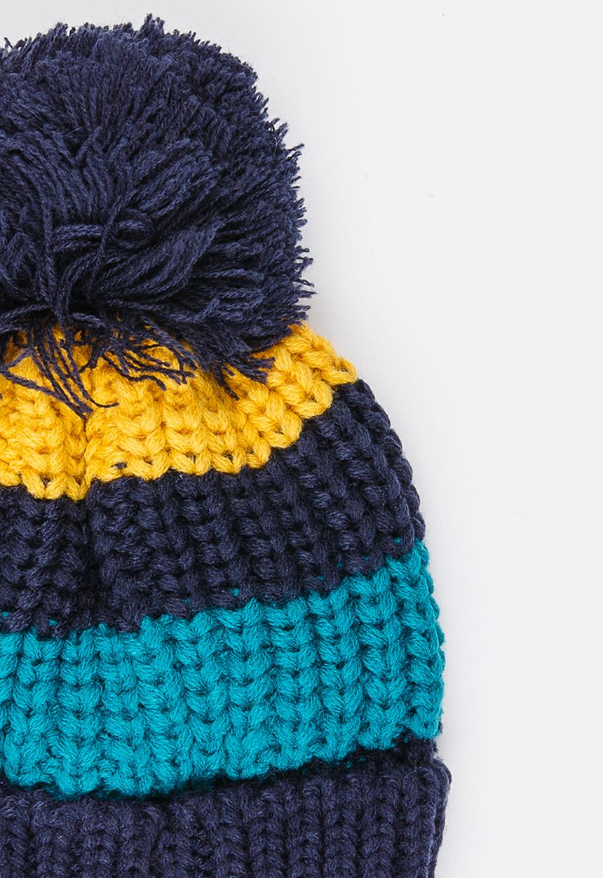 MINOTI - Stripe Bobble Beanie Navy
