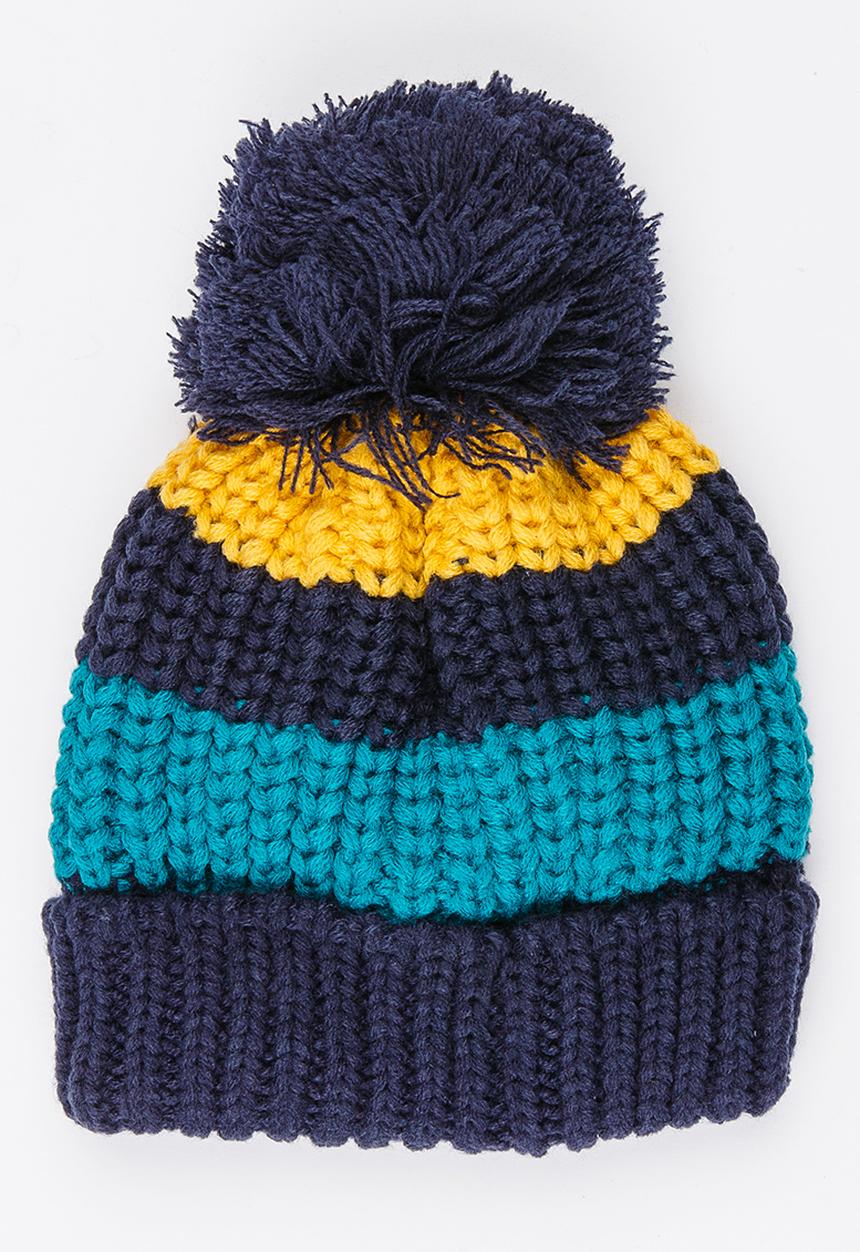 MINOTI - Stripe Bobble Beanie Navy