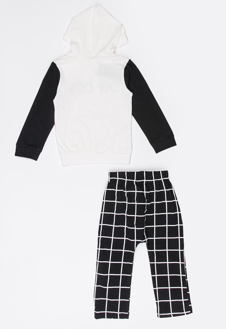 Pop Candy - Check printed hoodie & pants set - black & white
