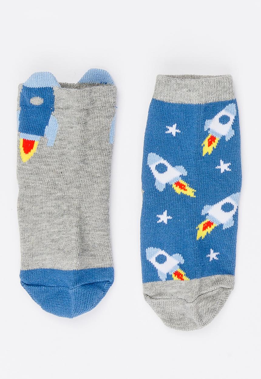 MINOTI - 2 Pack Rocket Printed Ankle Socks Multi-colour