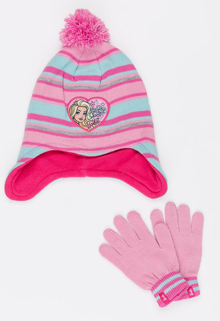 Character Fashion - Barbie Trapper Beanie and Gloves Set Multi-colour