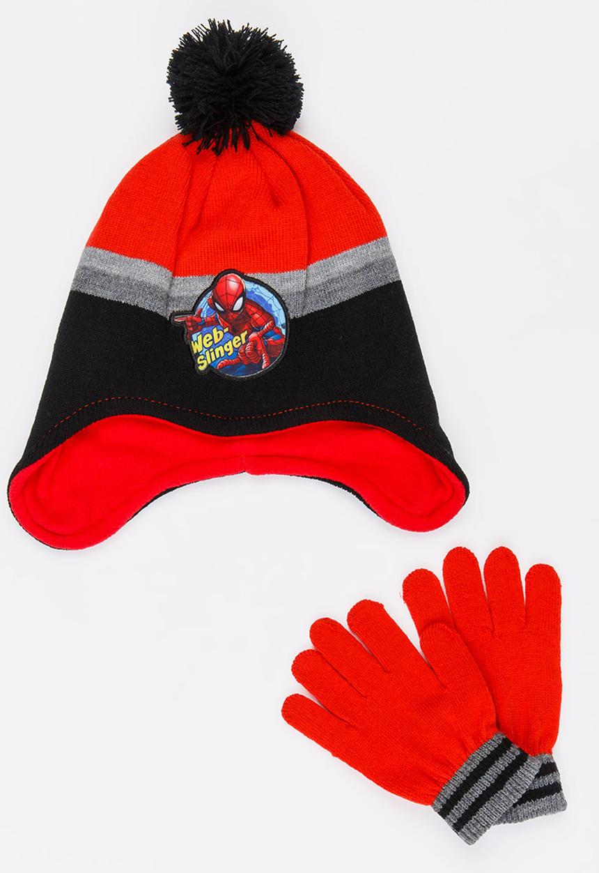Character Fashion - Spider-Man Trapper Beanie and Gloves Set Multi-colour