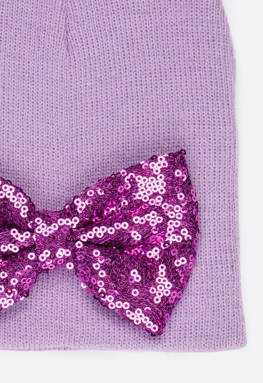 Pop Candy - Beanie with Sequin Bow Mid Purple