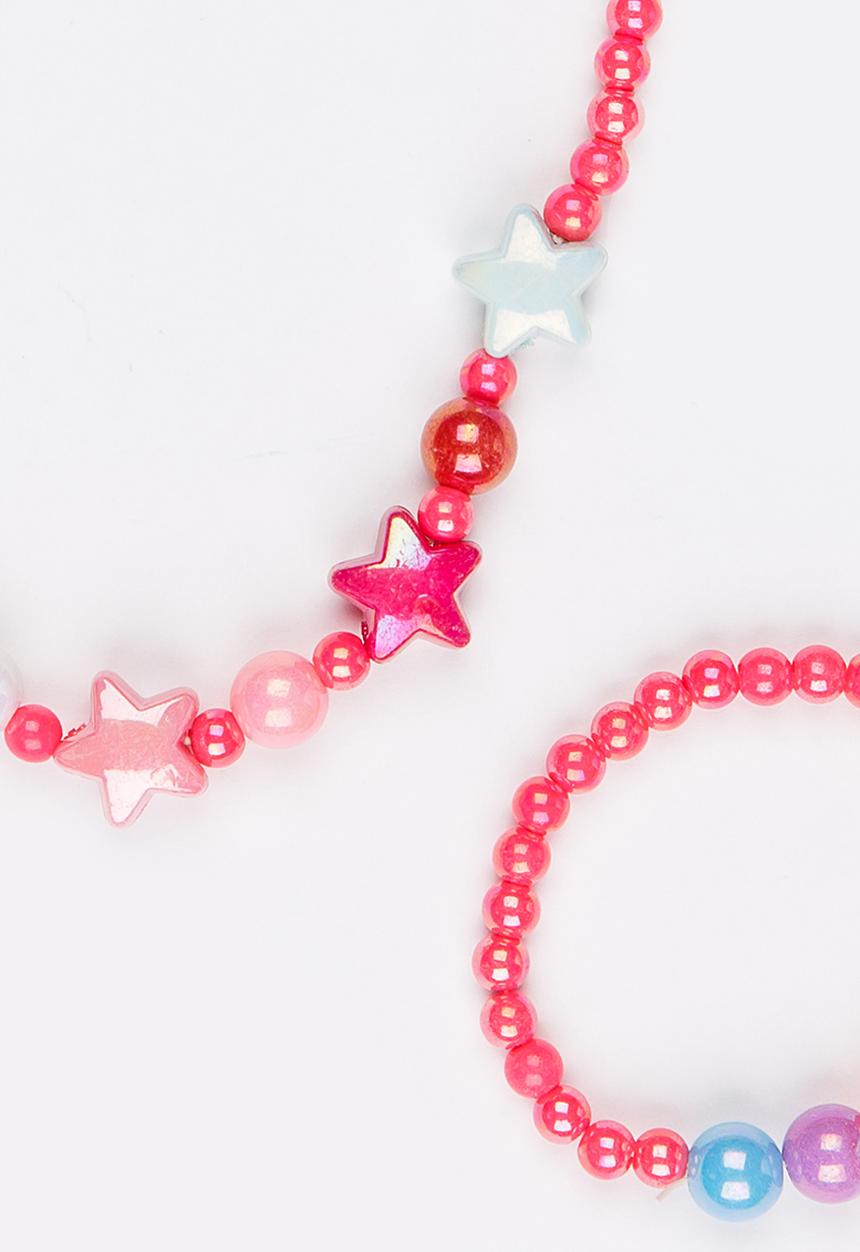 Pop Candy - Plastic Pearl Star Necklace Multi-colour