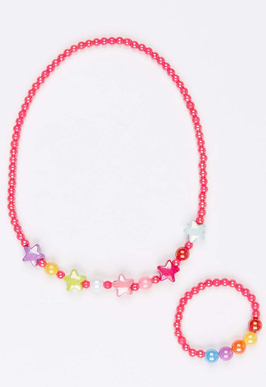 Pop Candy - Plastic Pearl Star Necklace Multi-colour
