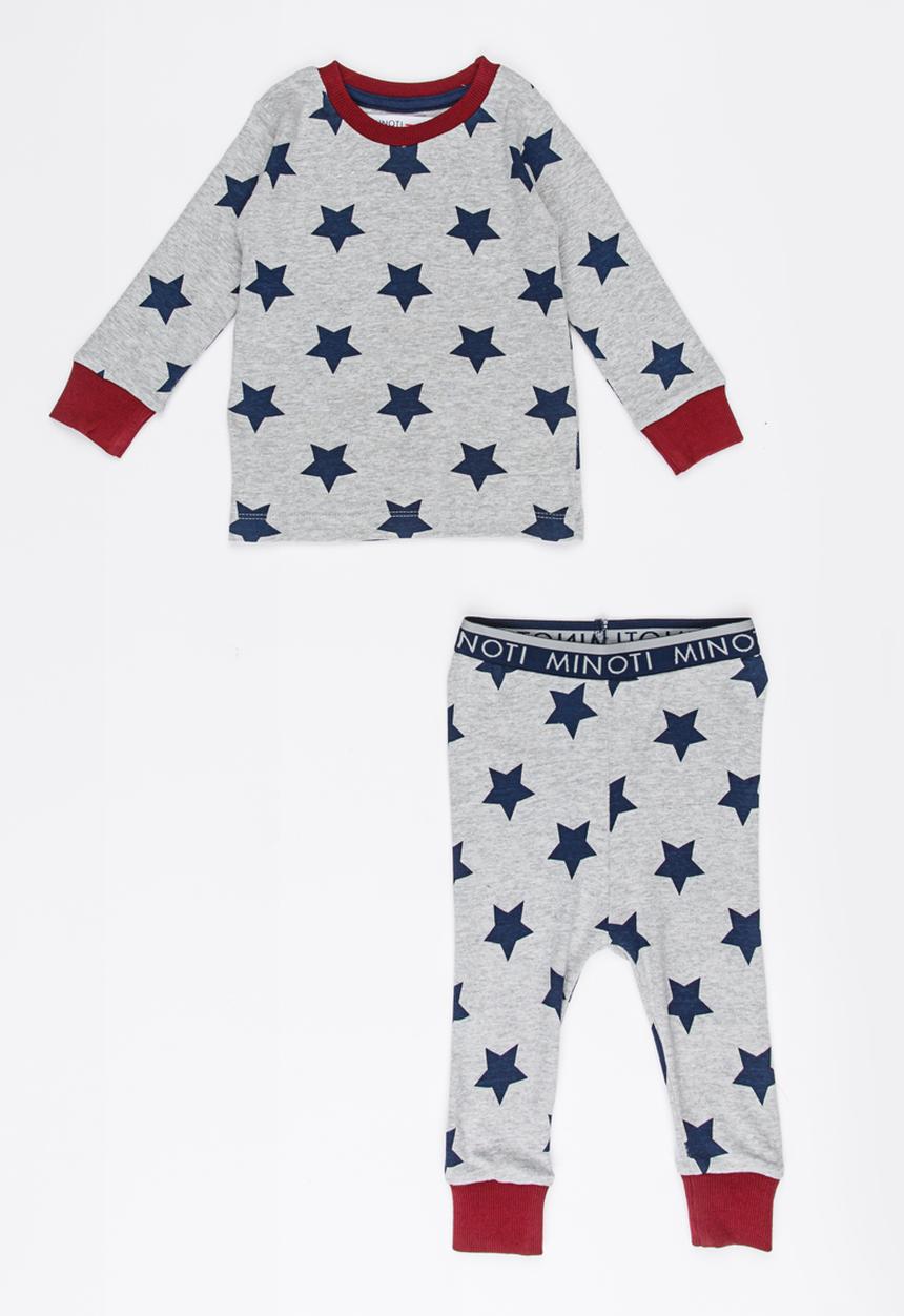 MINOTI - Star Printed Pajama Set Grey Melange