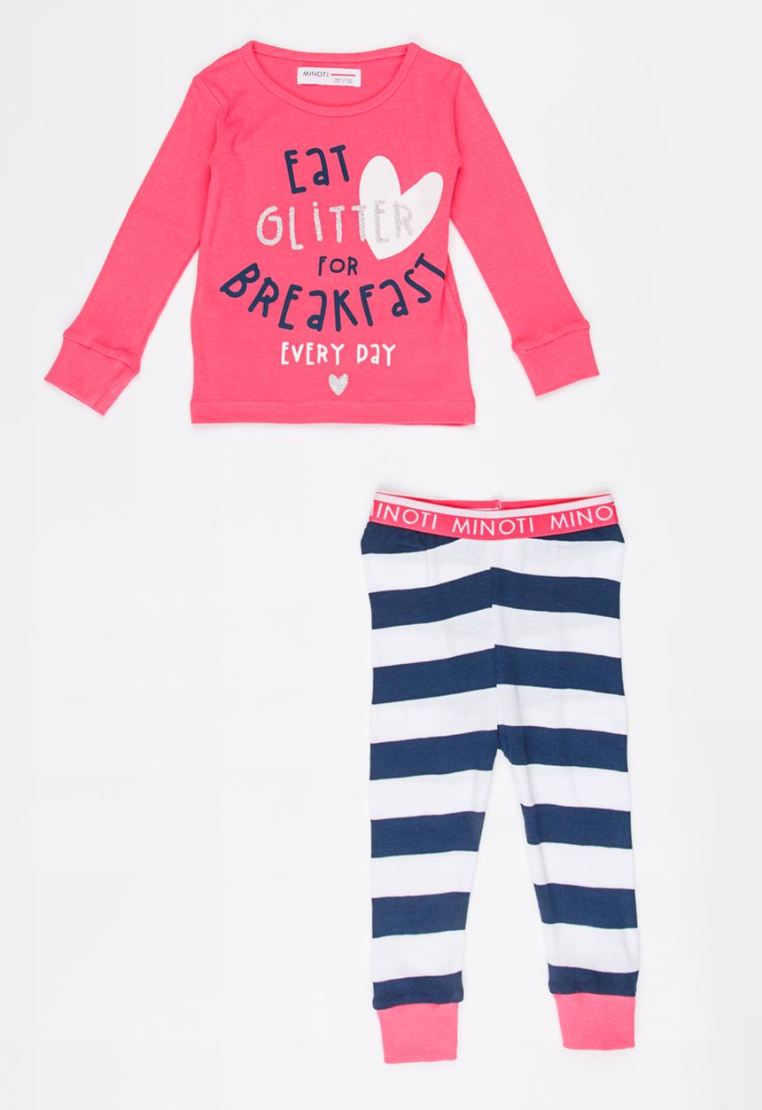 MINOTI - Stripe Printed Pajama Set Dark Pink