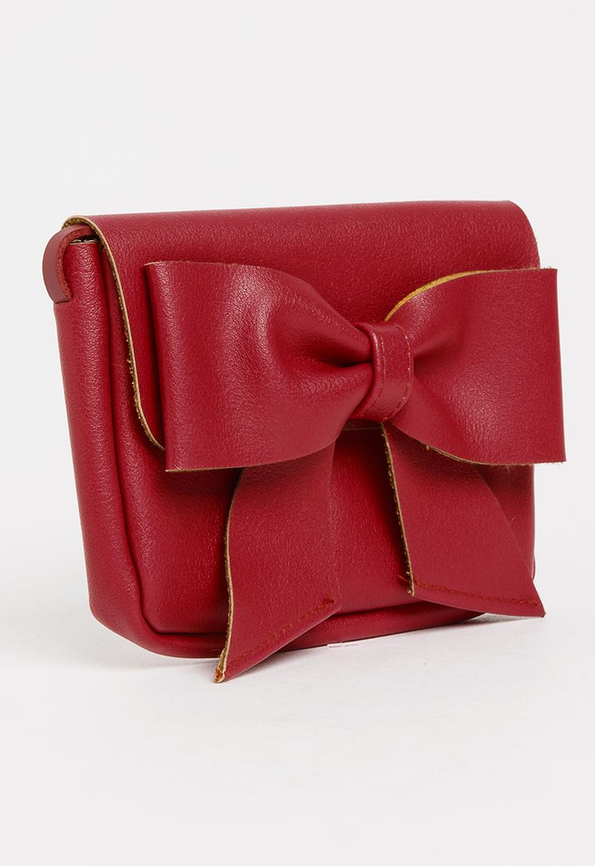 Pop Candy - Sling Bag with Bow Detail Dark Red