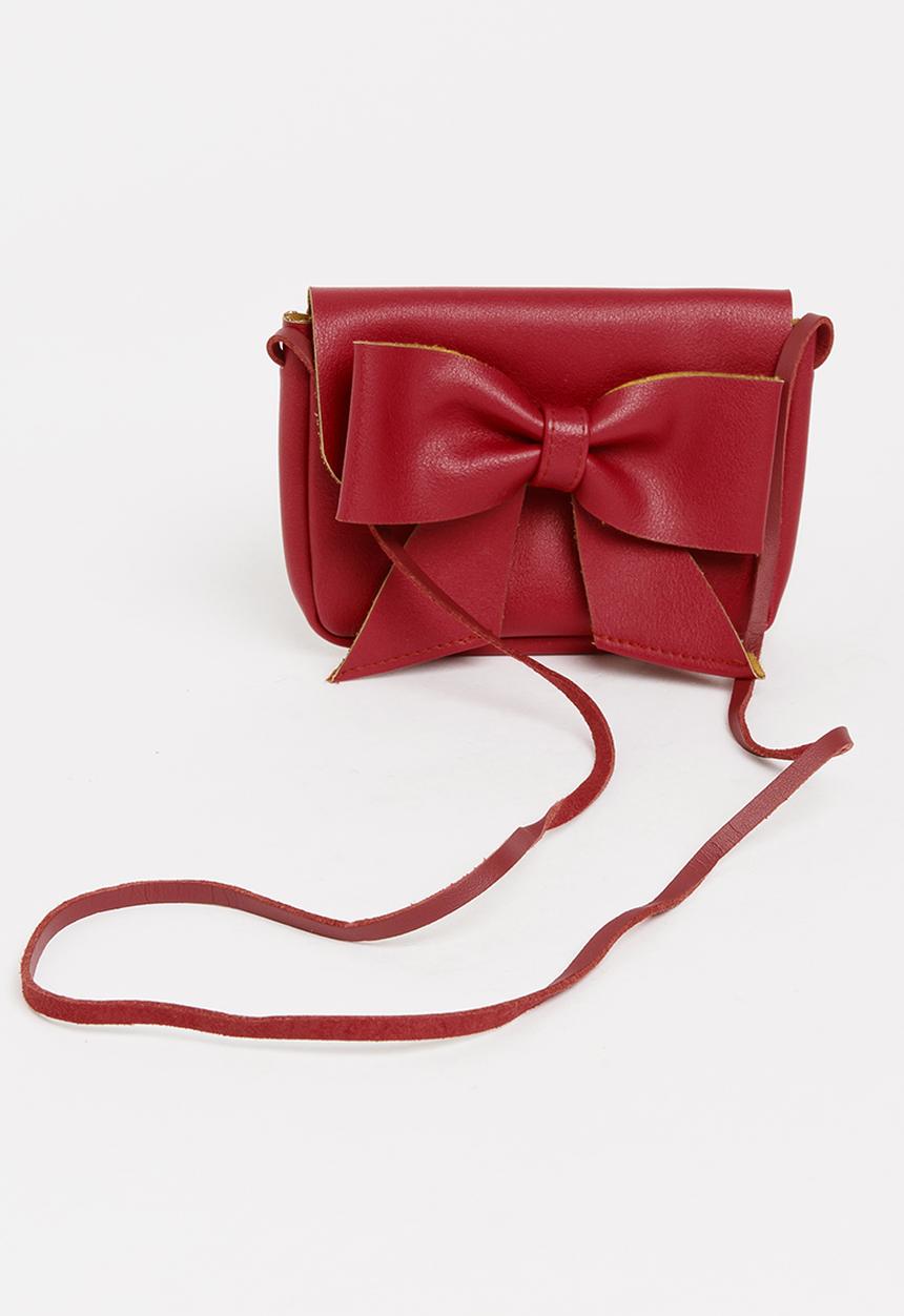 Pop Candy - Sling Bag with Bow Detail Dark Red