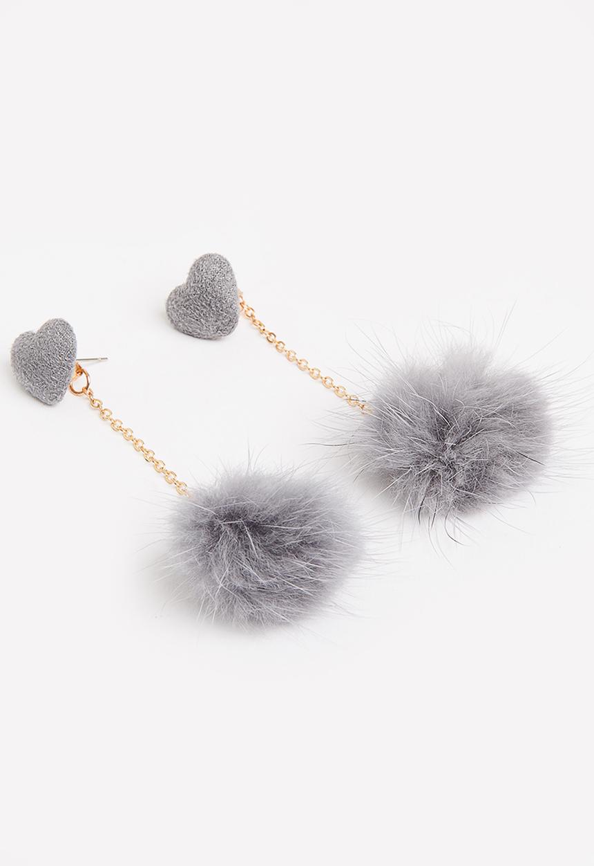 Pop Candy - Fur Ball Earings Black