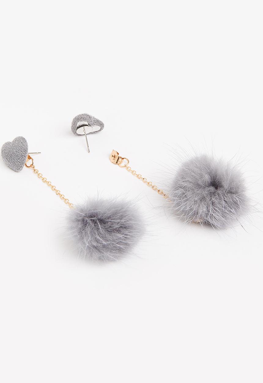 Pop Candy - Fur Ball Earings Black