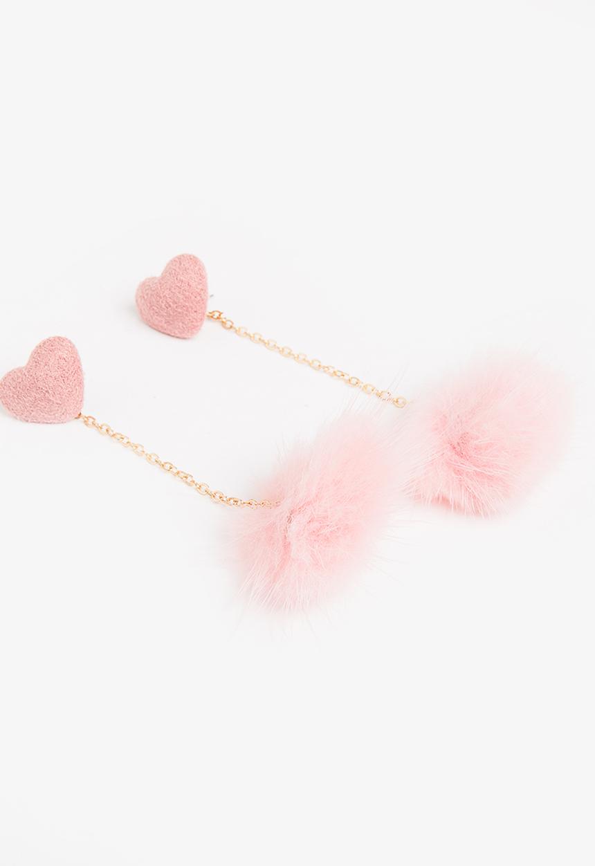 Pop Candy - Fur Ball Earings Mid Pink