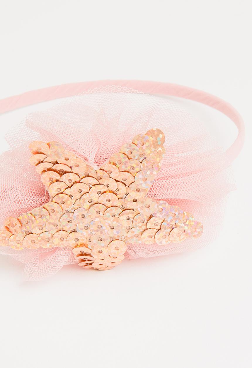 Pop Candy - Bow Mesh Aliceband Mid Pink