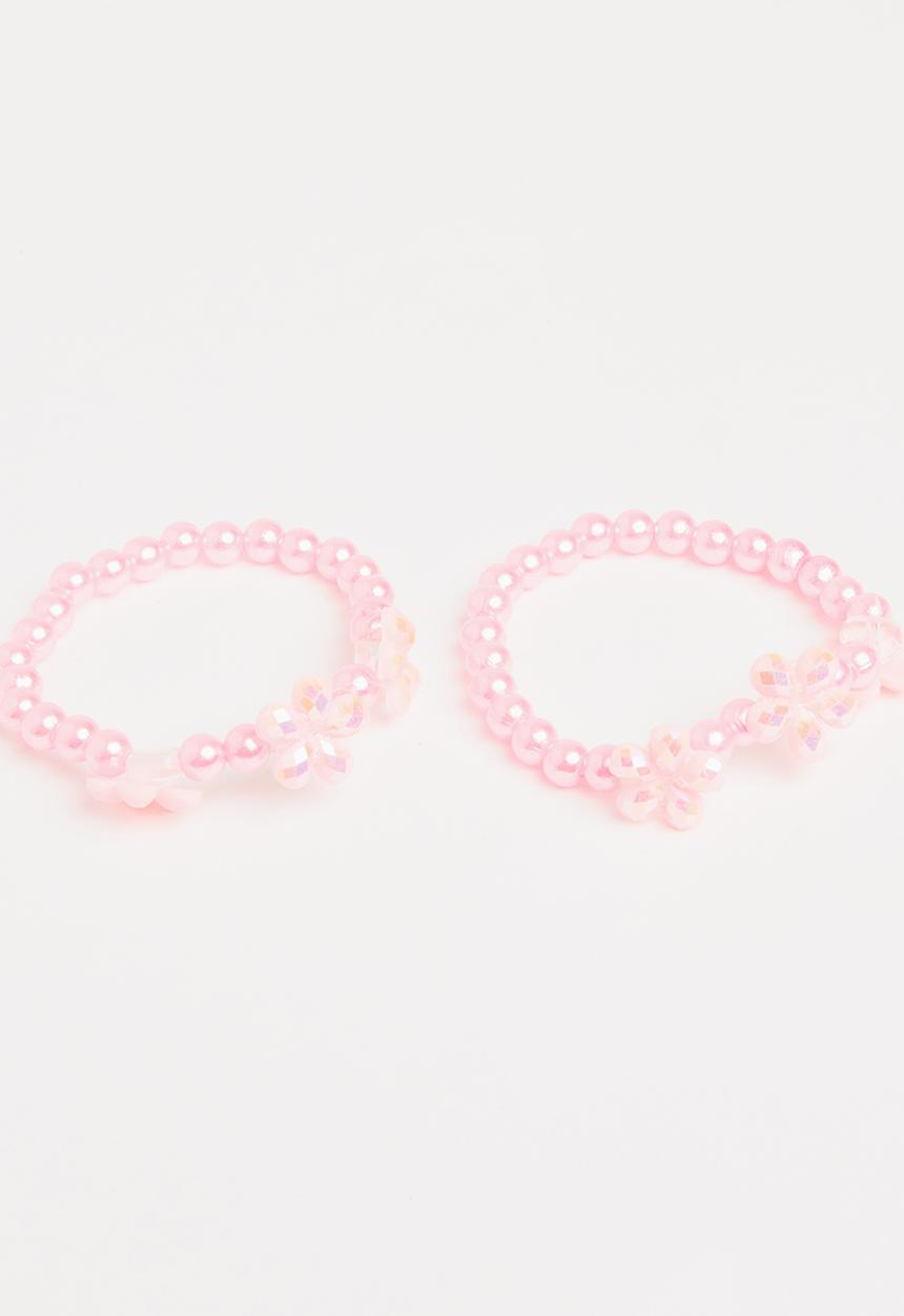 Pop Candy - Plastic Pearl Flower Bracelet Mid Pink