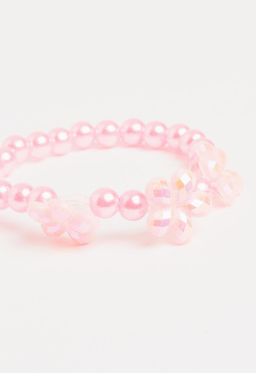 Pop Candy - Plastic Pearl Flower Bracelet Mid Pink