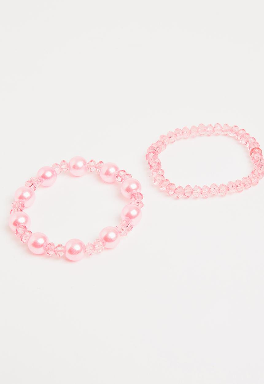Pop Candy - Plastic Pearl Flower Bracelet Pale Pink