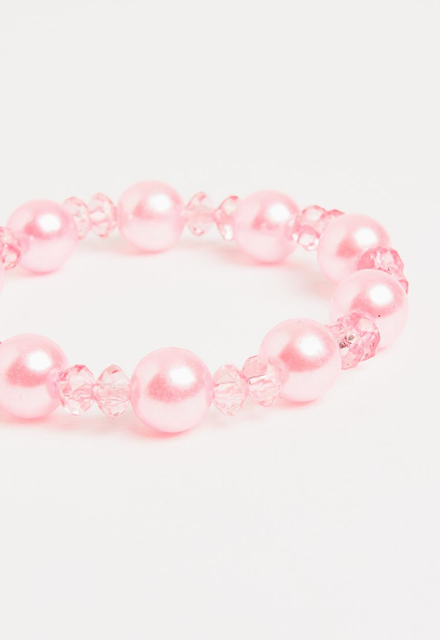 Pop Candy - Plastic Pearl Flower Bracelet Pale Pink