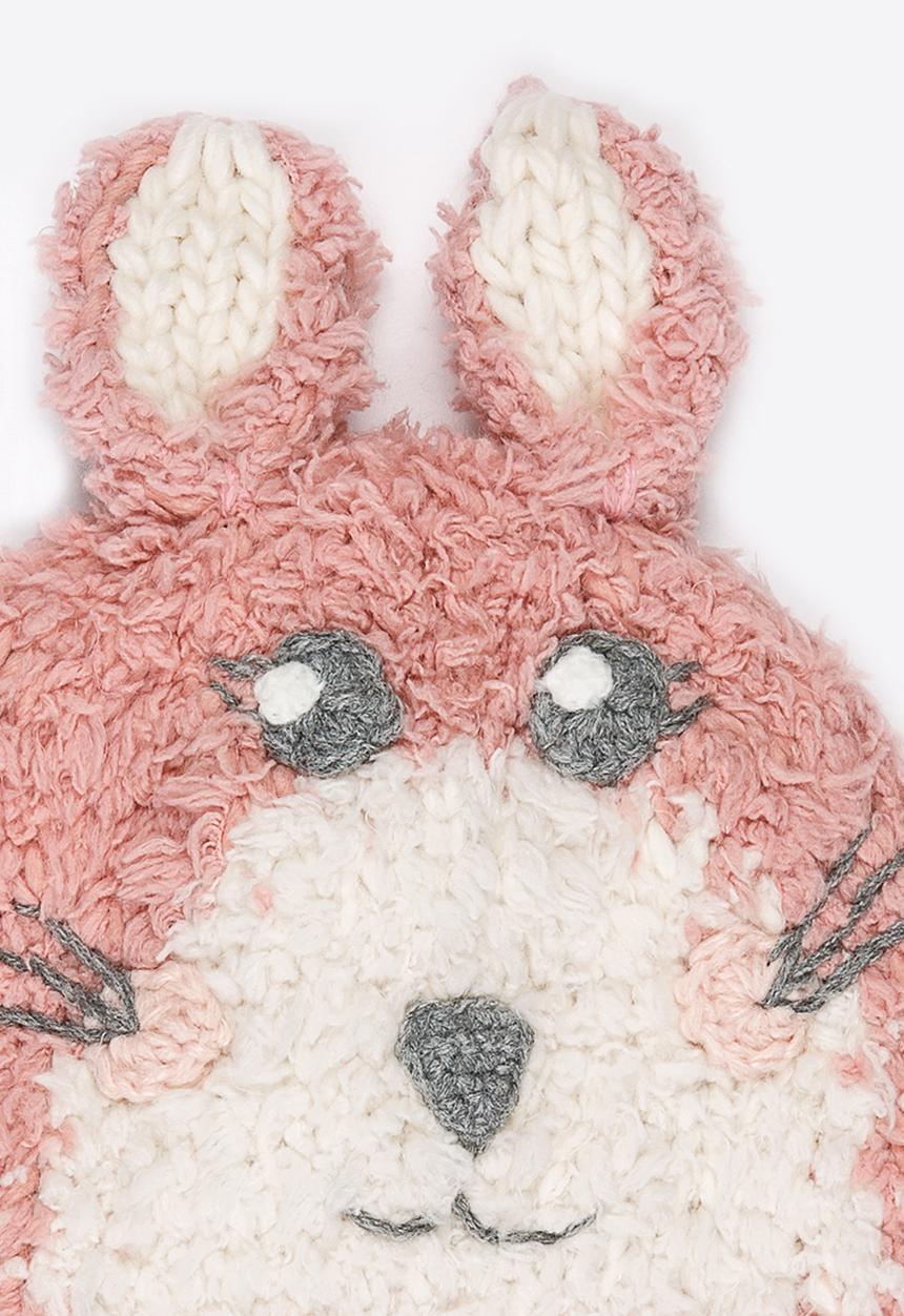 MINOTI - Bunny Face Beanie with Ear Flaps Mid Pink
