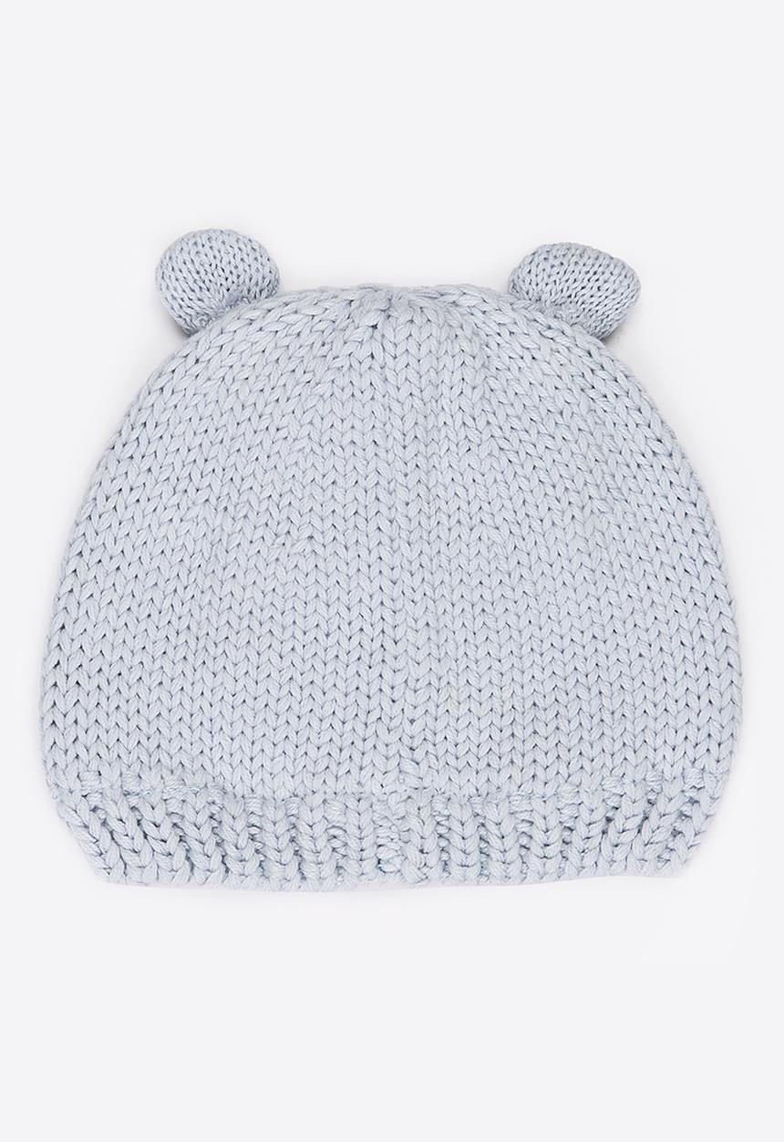 MINOTI - Bear Face Beanie with Ears Flaps Pale Blue