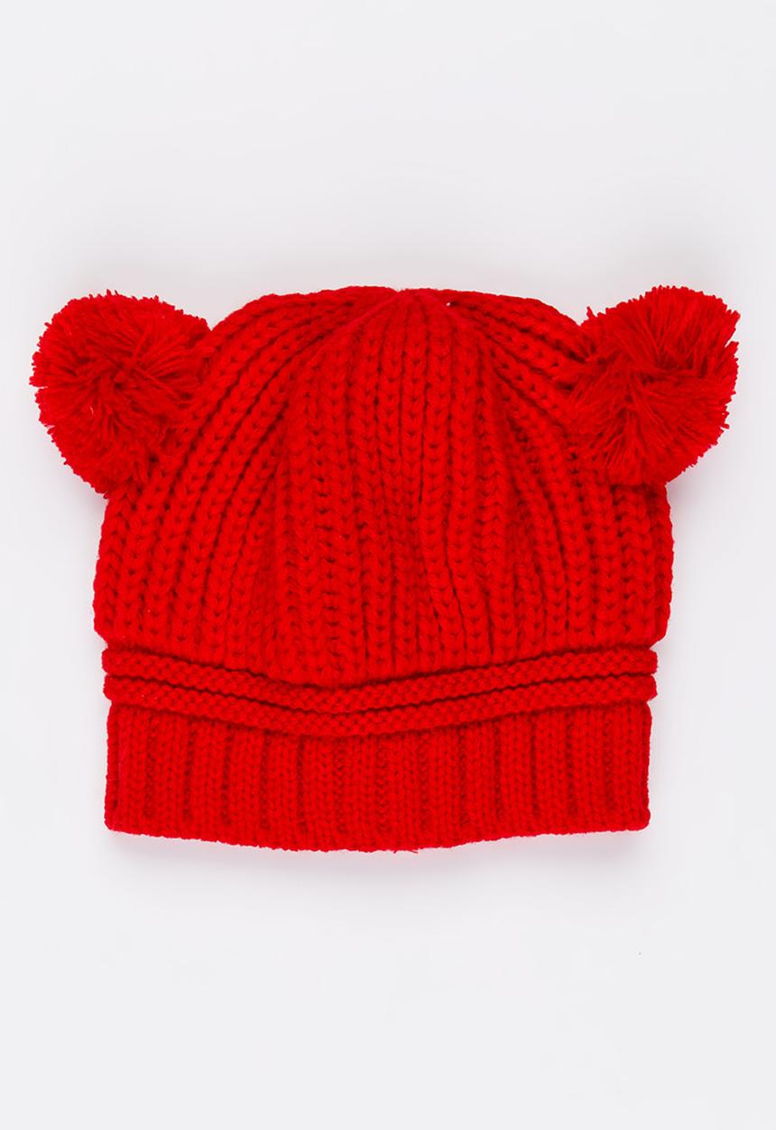 Pop Candy - Girls Pom-Pom Beanie Dark Red