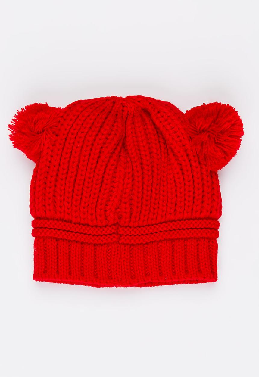 Pop Candy - Girls Pom-Pom Beanie Dark Red