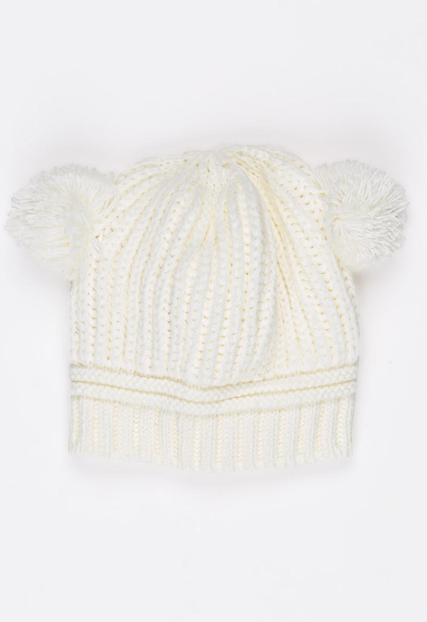Pop Candy - Girls Pom-Pom Beanie White