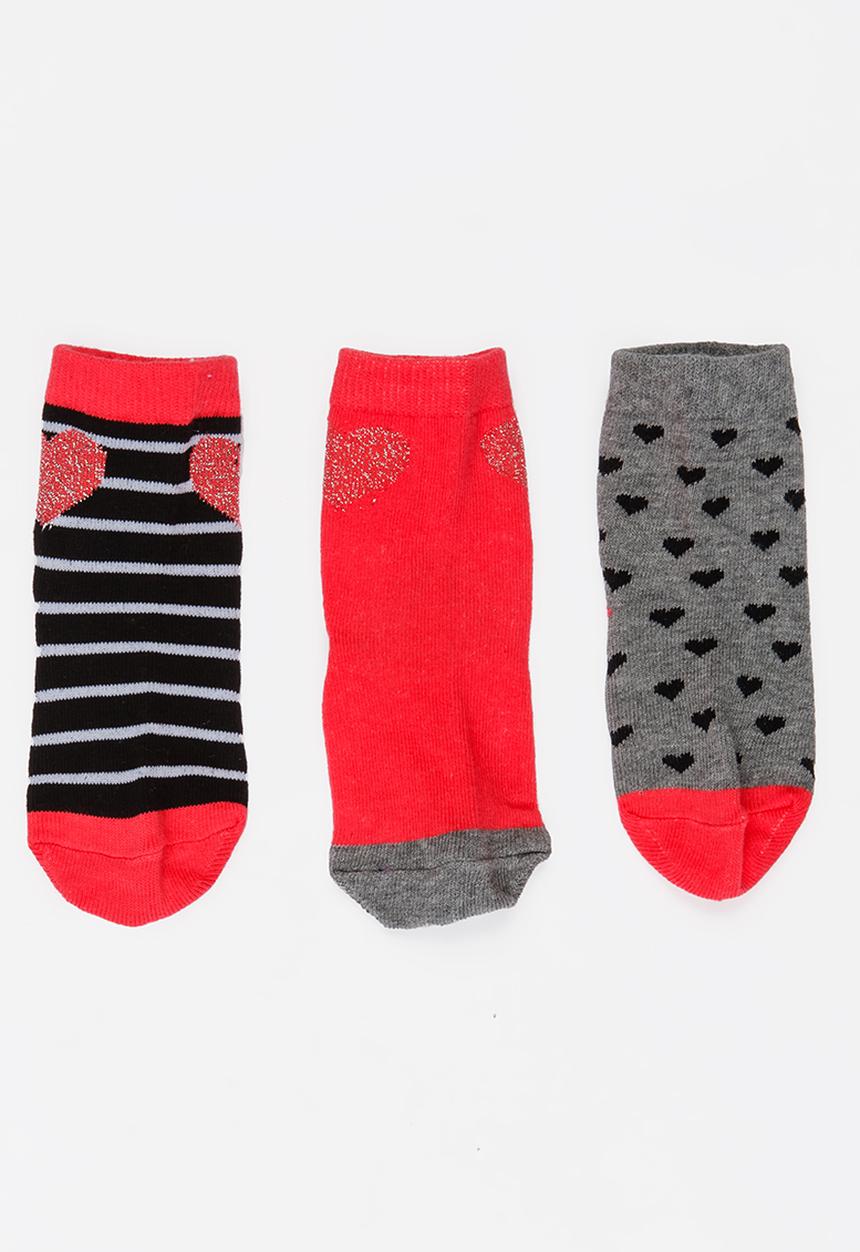 MINOTI - 3 Pack Heart Printed Ankle Socks Multi-colour