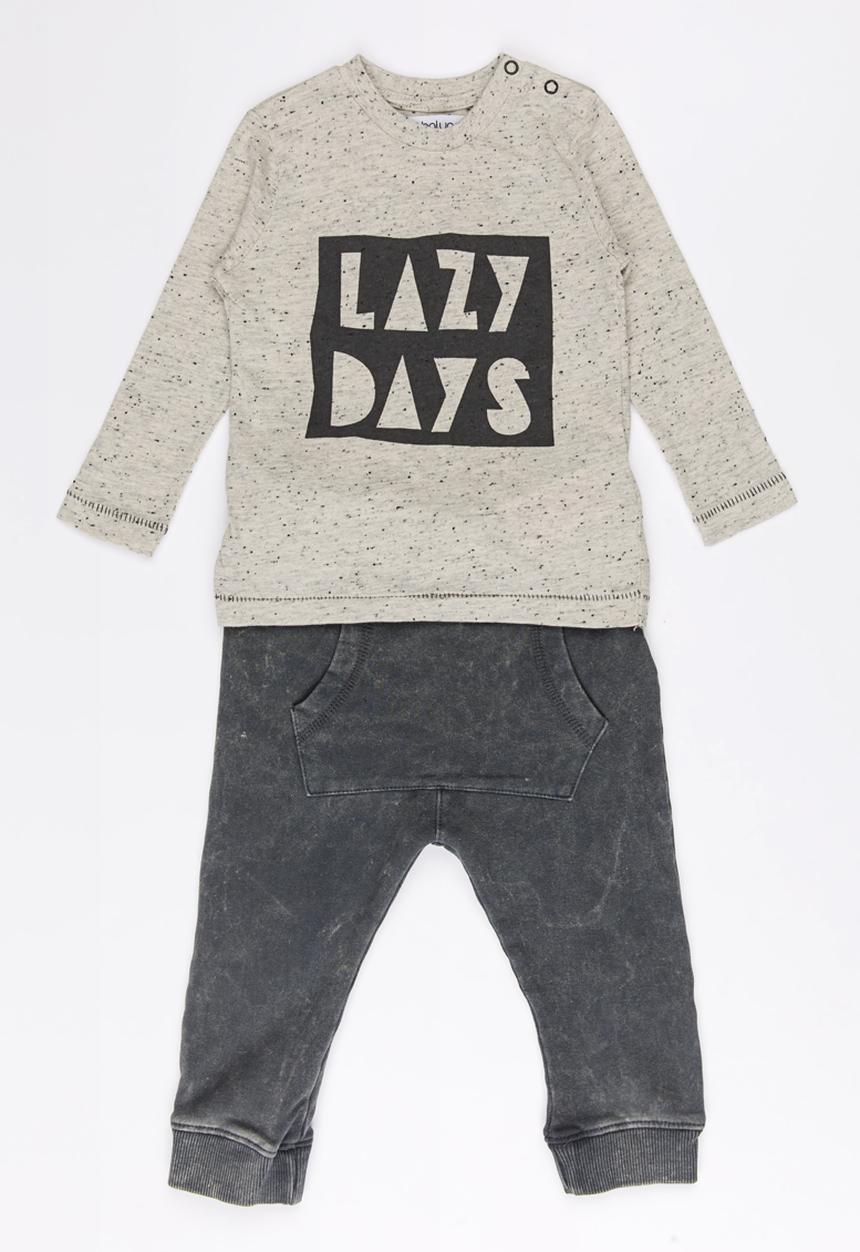 MINOTI - 2 Piece Speck Marl Top & Acid Wash Jogger Set Grey