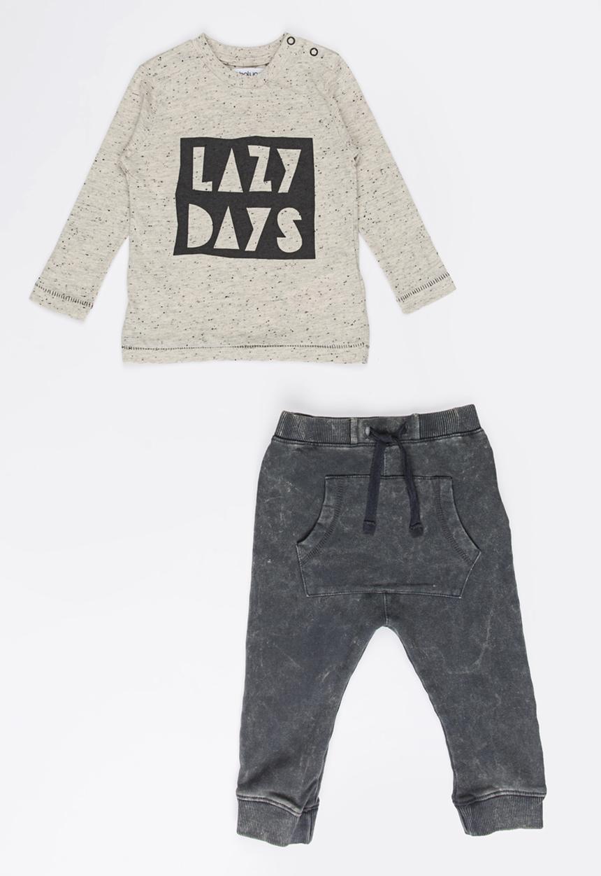 MINOTI - 2 Piece Speck Marl Top & Acid Wash Jogger Set Grey