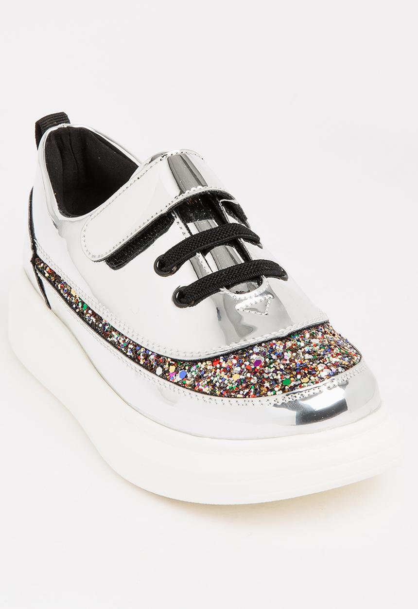Pop Candy - Girls Metallic Sneaker Silver