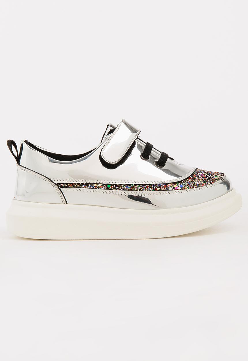 Pop Candy - Girls Metallic Sneaker Silver