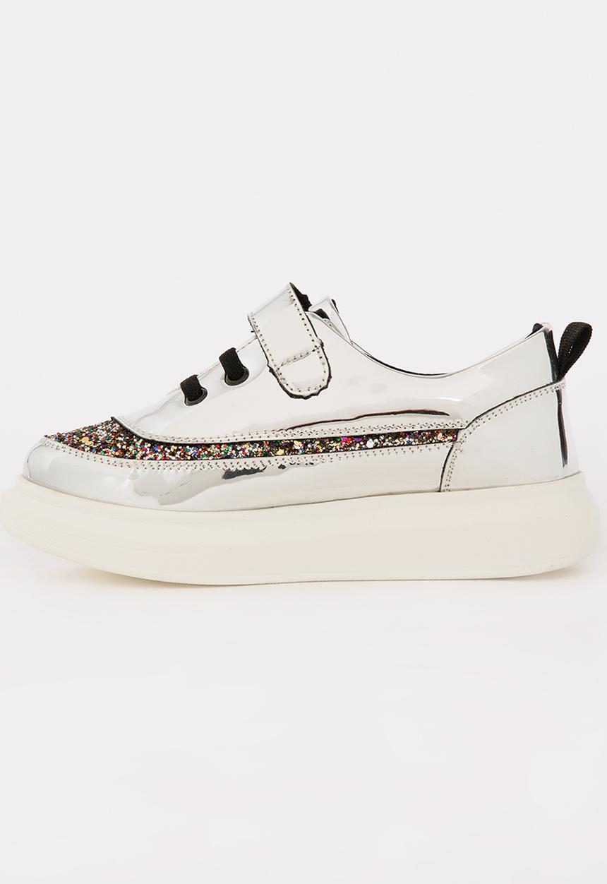 Pop Candy - Girls Metallic Sneaker Silver
