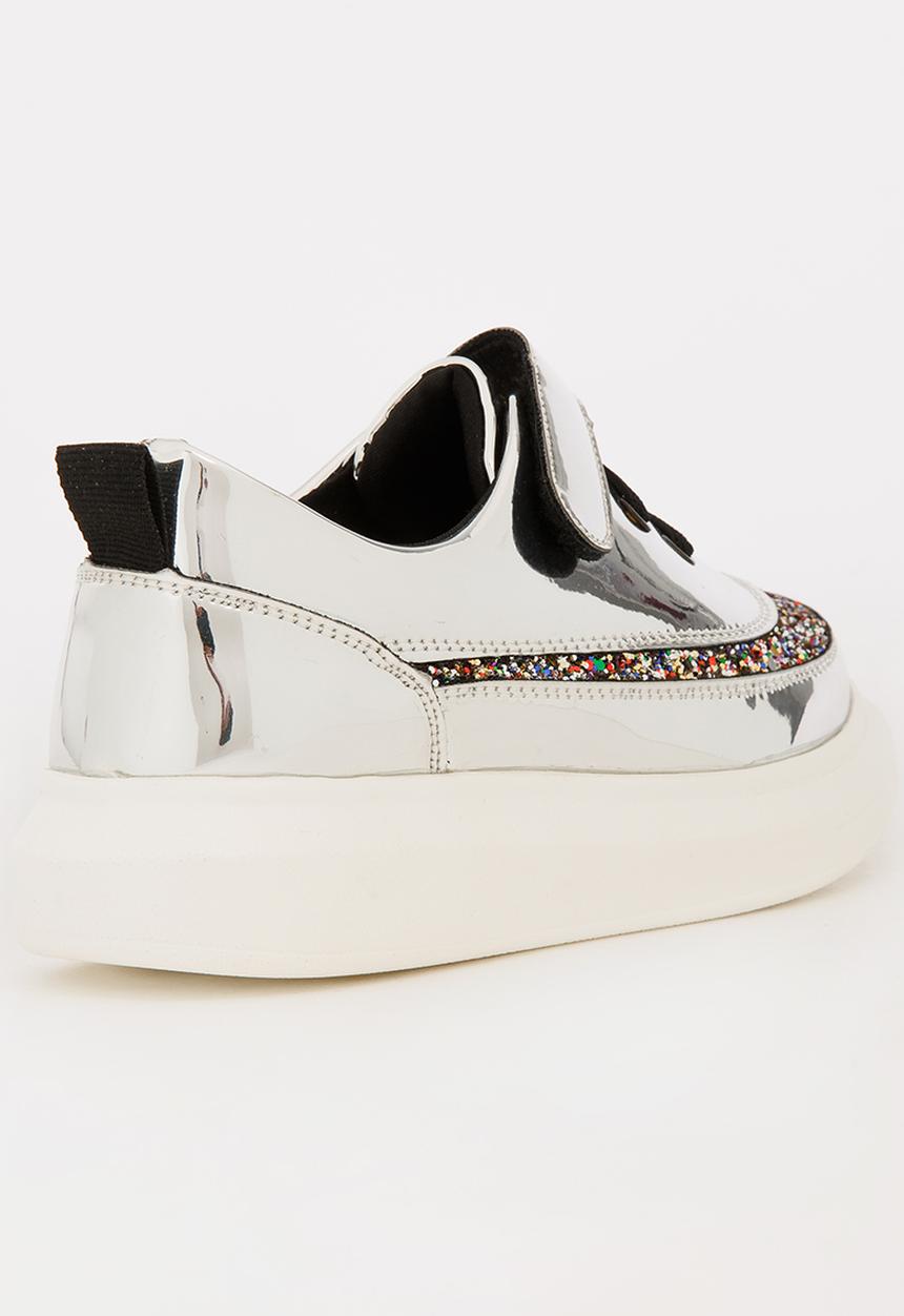 Pop Candy - Girls Metallic Sneaker Silver