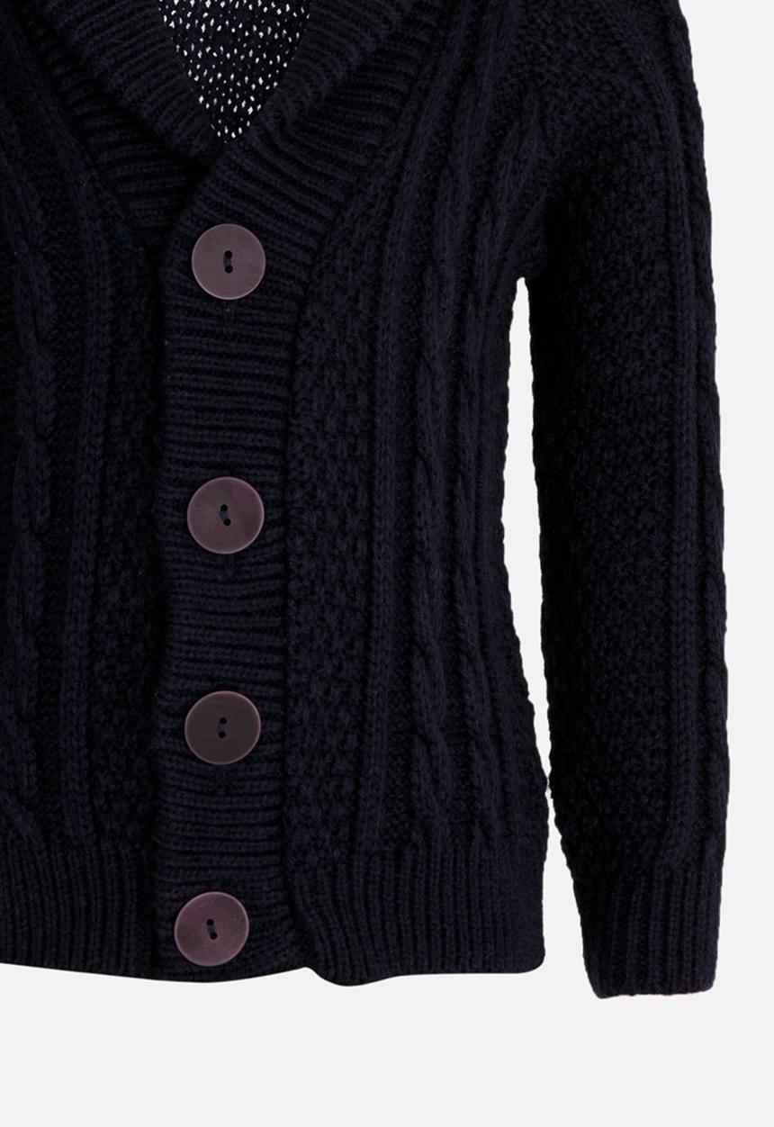 See-Saw - Cable Front Button Up Cardigan Navy