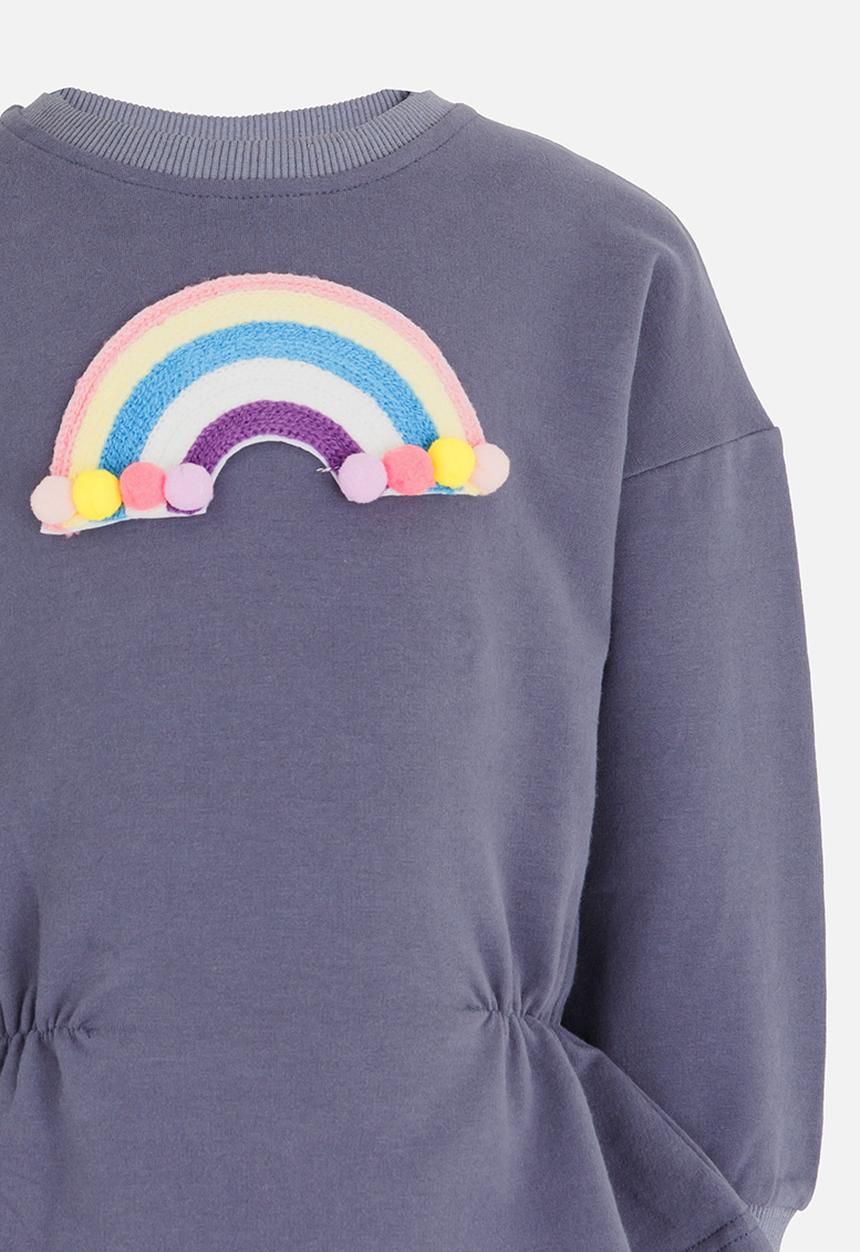 Pop Candy - Rainbow Printed Sweat Top Navy