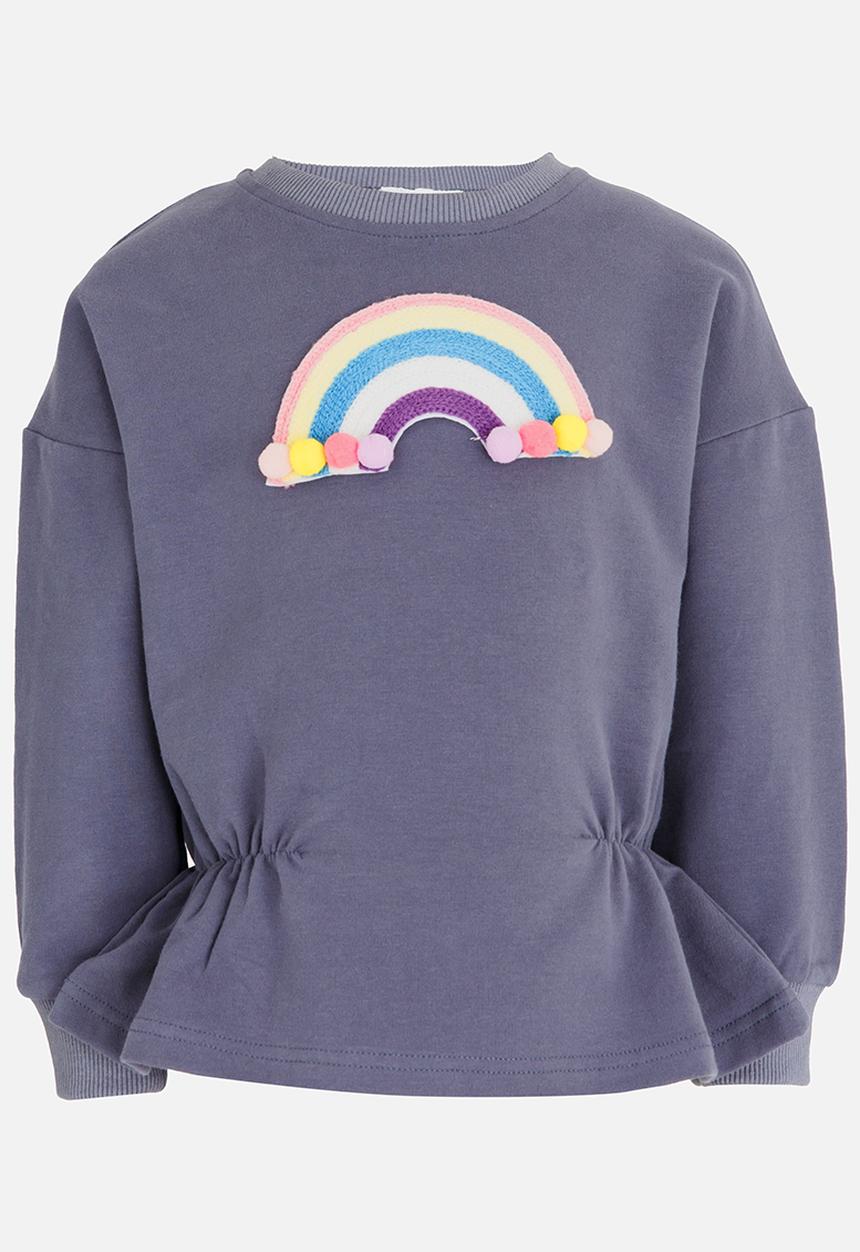 Pop Candy - Rainbow Printed Sweat Top Navy