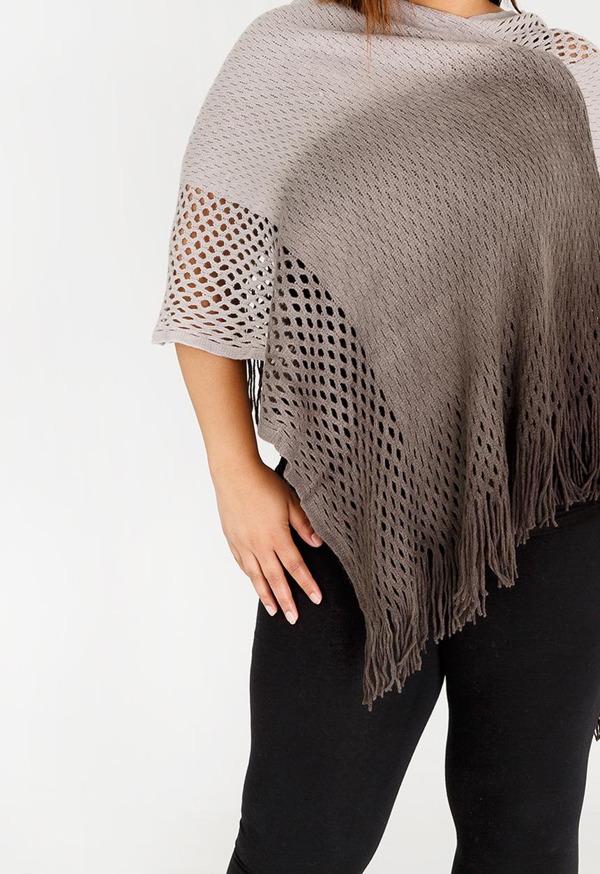 Joy Collectables - Ombre Lattice Poncho Black and Grey