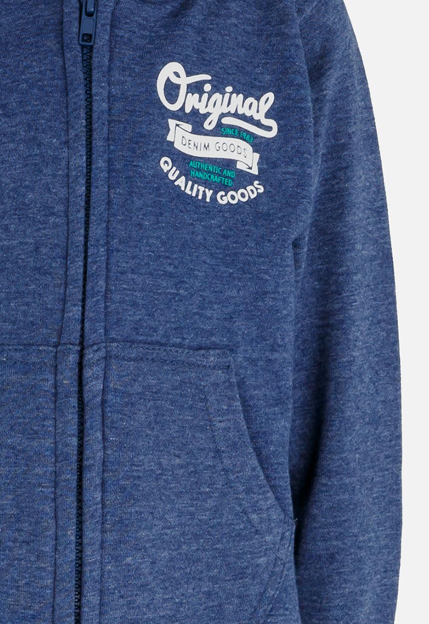 MINOTI - Zip Thru Hoodie with Chest Emblem Navy